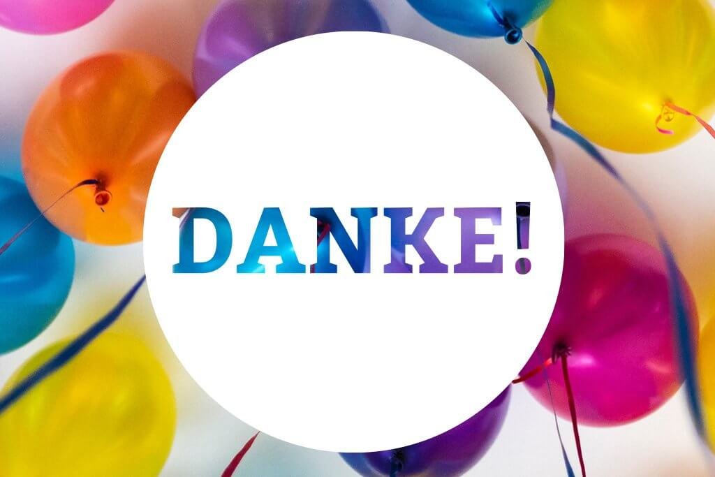 bunte Ballons mit Danke-Aufschrift